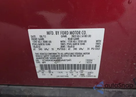 2016 Ford Explorer Xlt from USA, damaged, VIN 1FM5K8D8XGGA87241